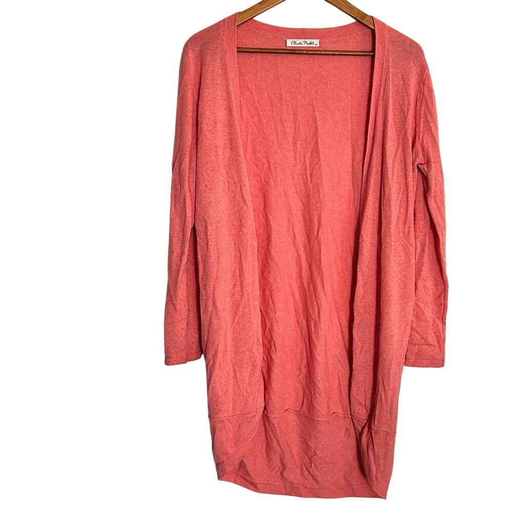 Claudia Nichole Silk Cashmere Cardigan Sweater M Coastal Old Money Pink Coral